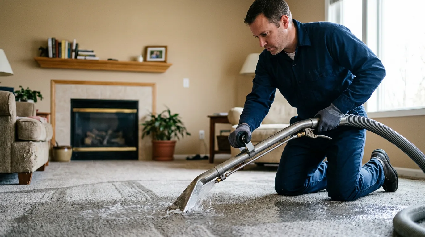 Water damage restoration technician working near Bone Gap, IL